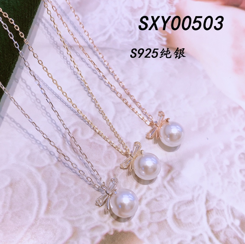 S925 sterling silver pearl pendant necklace