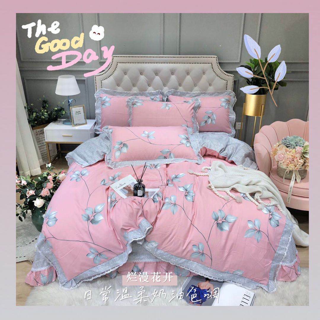 4-piece set of Korean-style lace textured bedding! The first choice for street vending economy is a fashionable, simple and fresh style Specification image