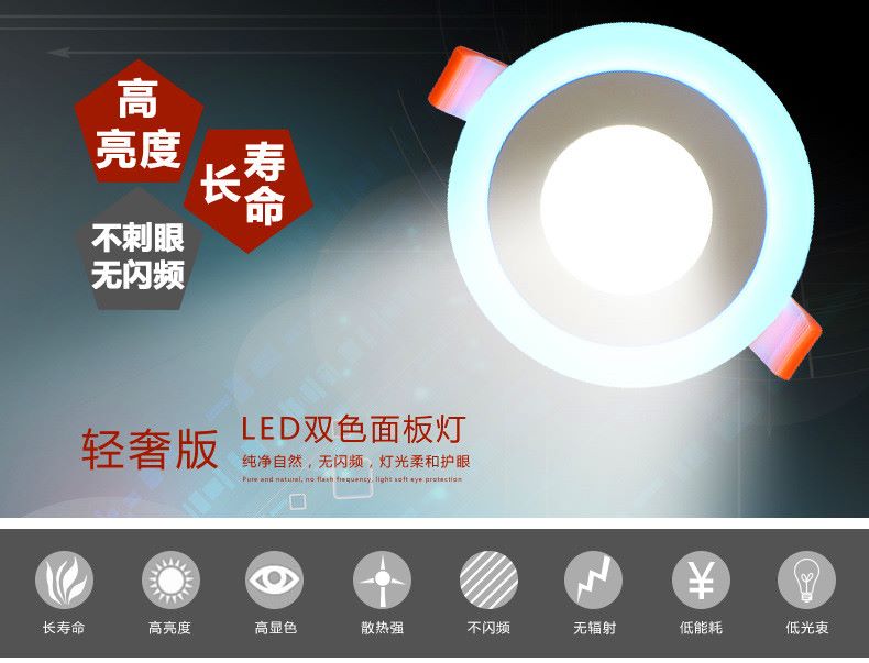 LED双色面板灯（Two color panel light)详情图2