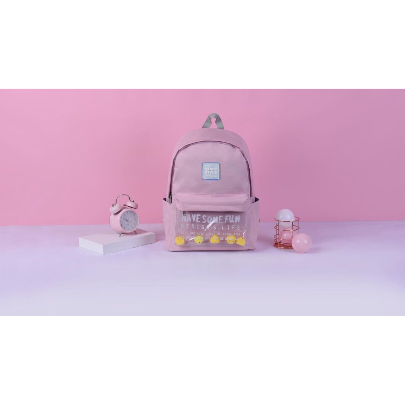 Yiwu Selection play fun doll - light pink backpack /28708