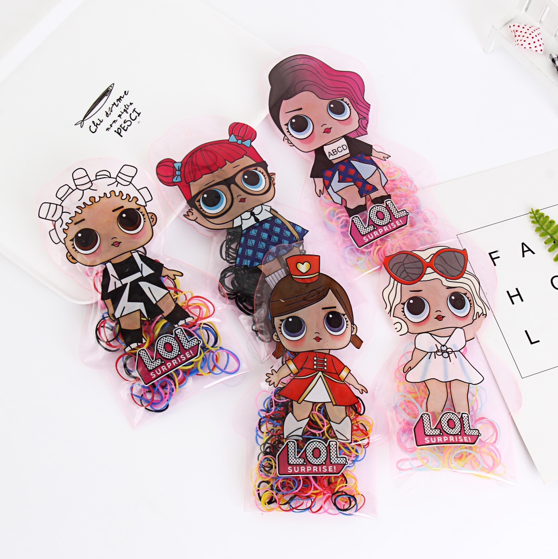Black girl style bag, colorful small rubber bands, unbreakable, colorful rubber bands, Korean rubber bands