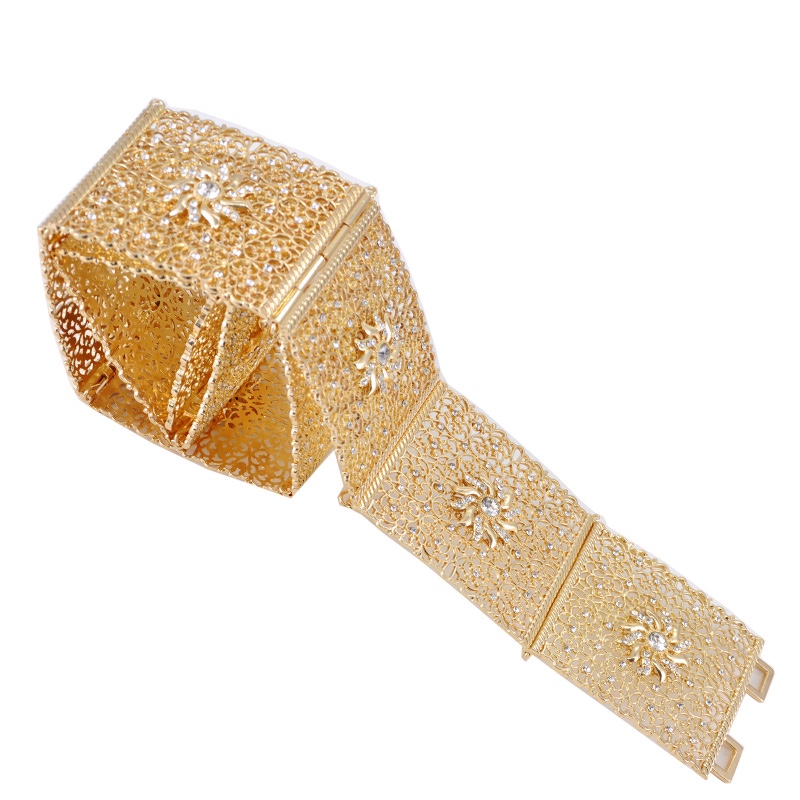 摩洛哥风格金典款镂空设计金属腰带，阿尔及利亚妇女民族婚礼珠宝腰链详情图5
