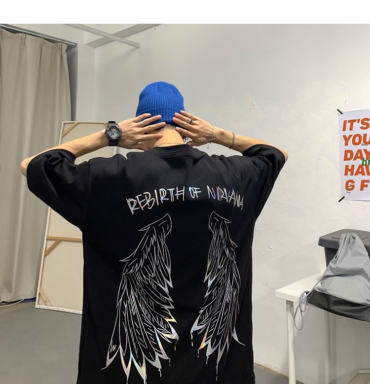 The main promotion is the summer couple's wear: Rebirth with seven-color gilded couple short-sleeved T-shirt H525 P45 for men detail image 14