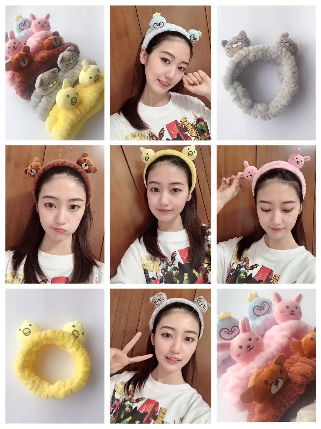 Yuhan Accessories' new Korean-style cartoon ball cat face wash hair tie, makeup mask and hair tie detail image 3