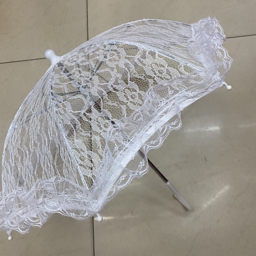 婚庆节庆节日晚会礼服配伞花瓣蕾丝花纹伞单层蕾丝白色JF508细节图