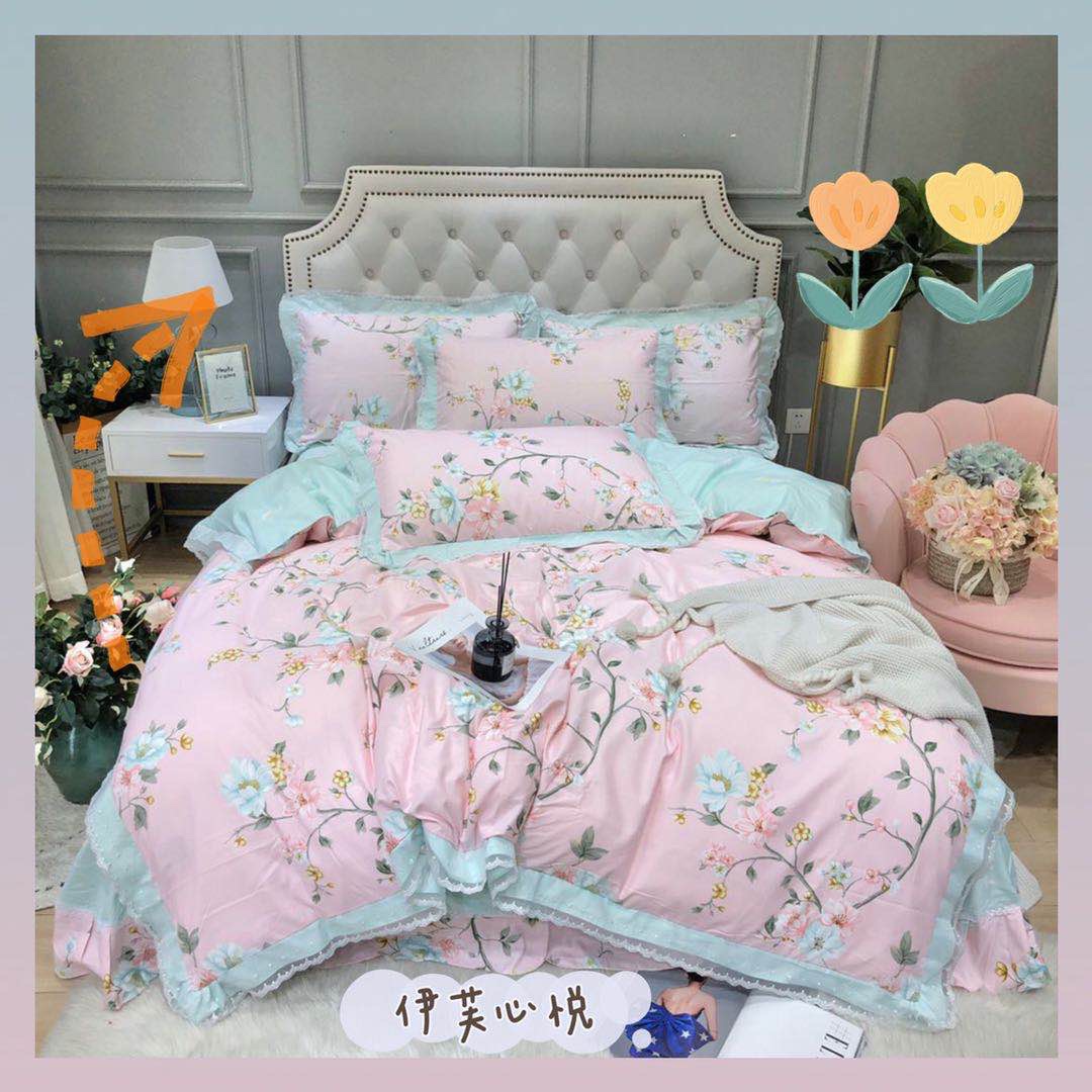 A 4-piece set of Korean-style lace and brushed bedding is the top choice for a street stall economy supermarket Application Scenario