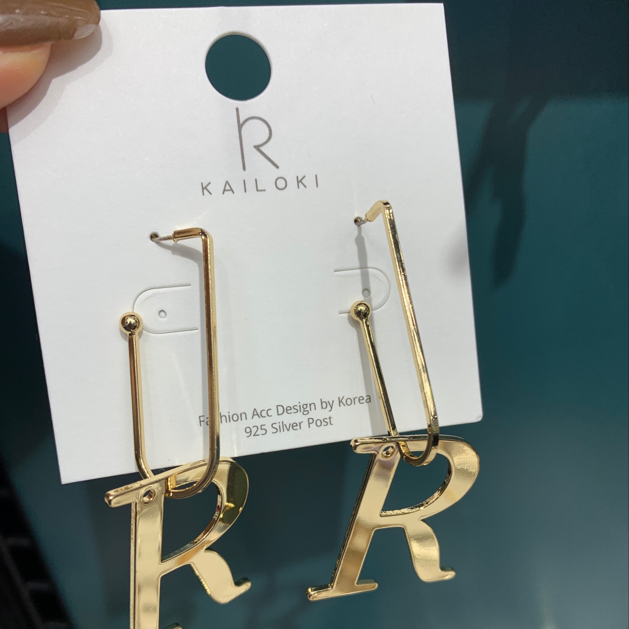 金属字母R耳环3.3饰品3.3饰品3.3饰品