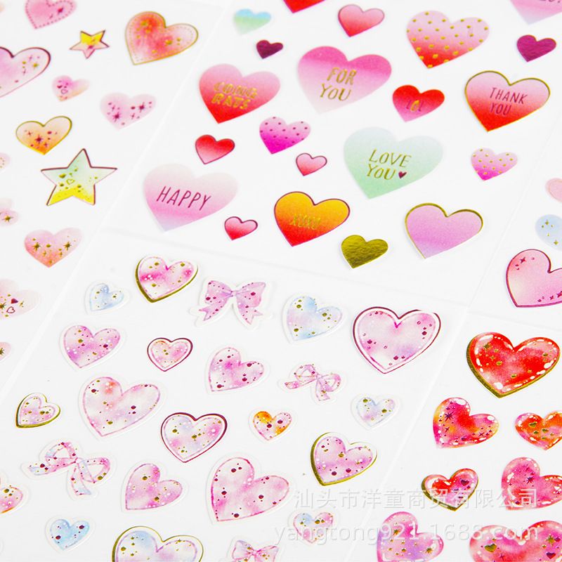 YTCK Korean watercolor diary decorative three-dimensional stickers children cartoon cute peach heart flat stickers wholesale Specification drawing