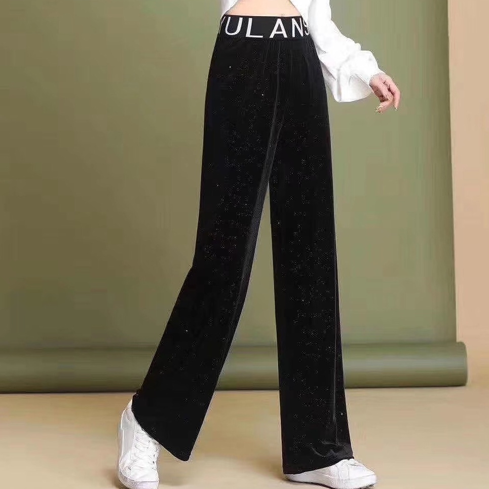 Letter-waisted fashionable women's wide-leg pants and casual drape floor-length trousers Specification image