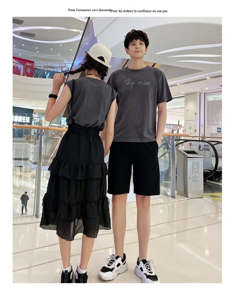 A6747 Women's set, P85 men's set, P75 summer short-sleeved new Korean style suits for both men and women detail image 19