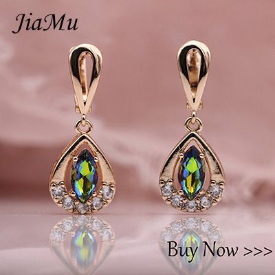 Custom-made and wholesale of best-selling colored teardrop-shaped zircon rose gold earrings on Amazon AliExpress