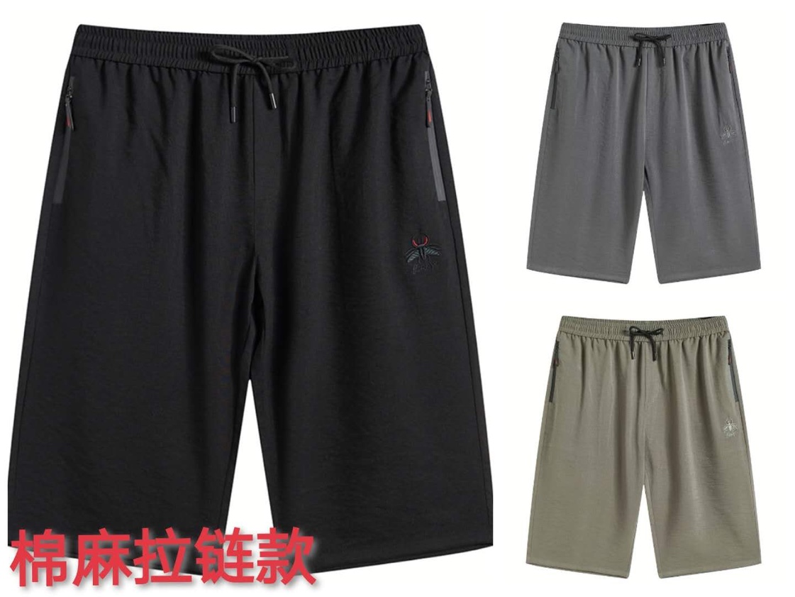 2020夏季新款男士松紧腰休闲裤宽松直筒潮流系绳短裤下装细节图