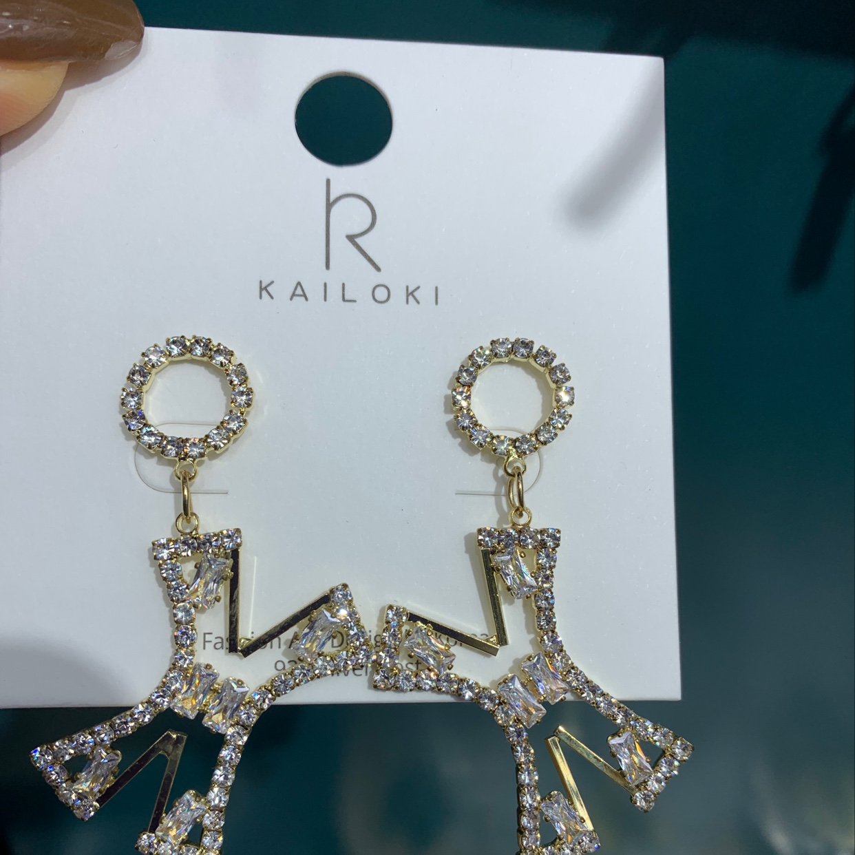 字母K水钻耳环