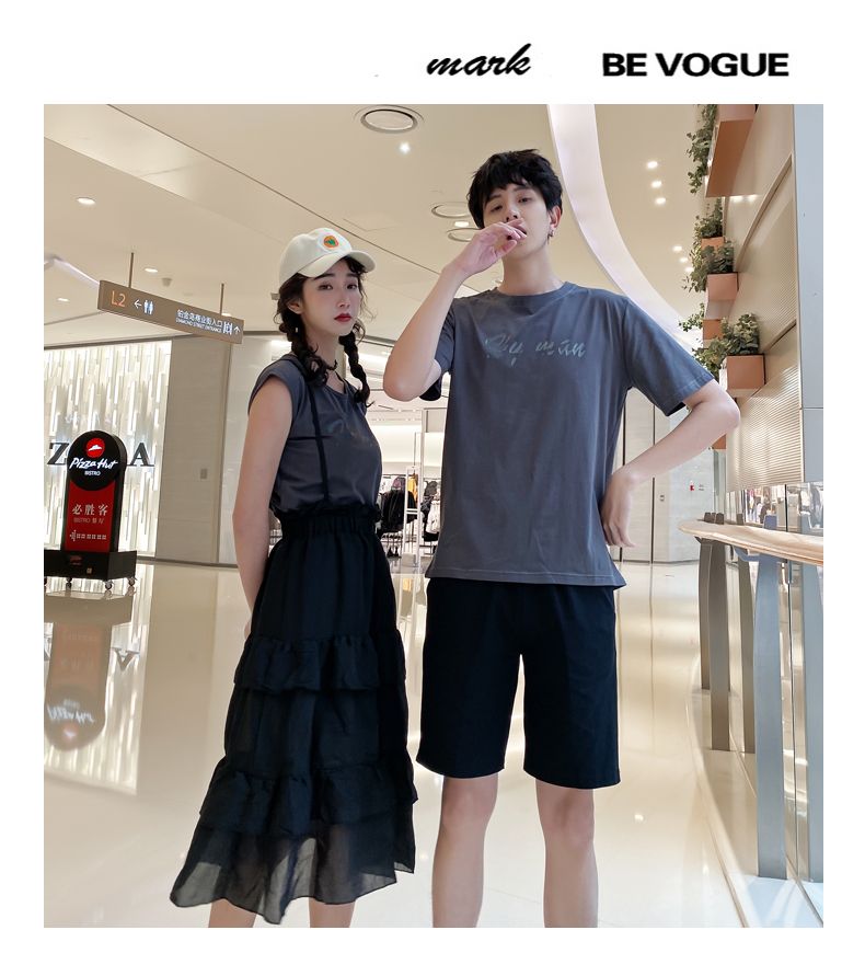 A6747 Women's set, P85 men's set, P75 summer short-sleeved new Korean style suits for both men and women detail image 18