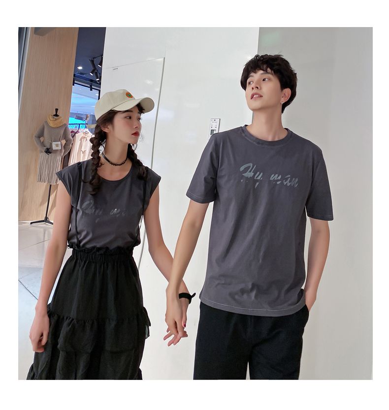 A6747 Women's set, P85 men's set, P75 summer short-sleeved new Korean style suits for both men and women detail image 10