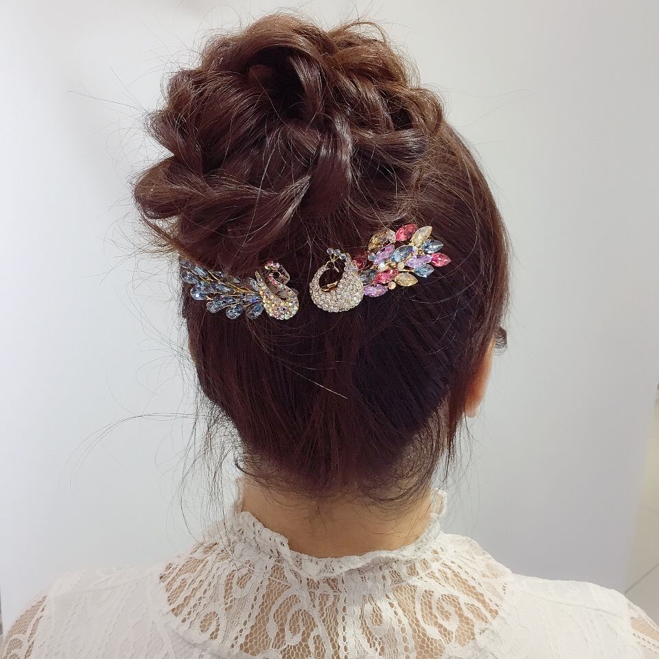 发夹子孔雀头饰时尚气质优雅成人发饰网红发卡顶夹半扎发合金饰品详情图1