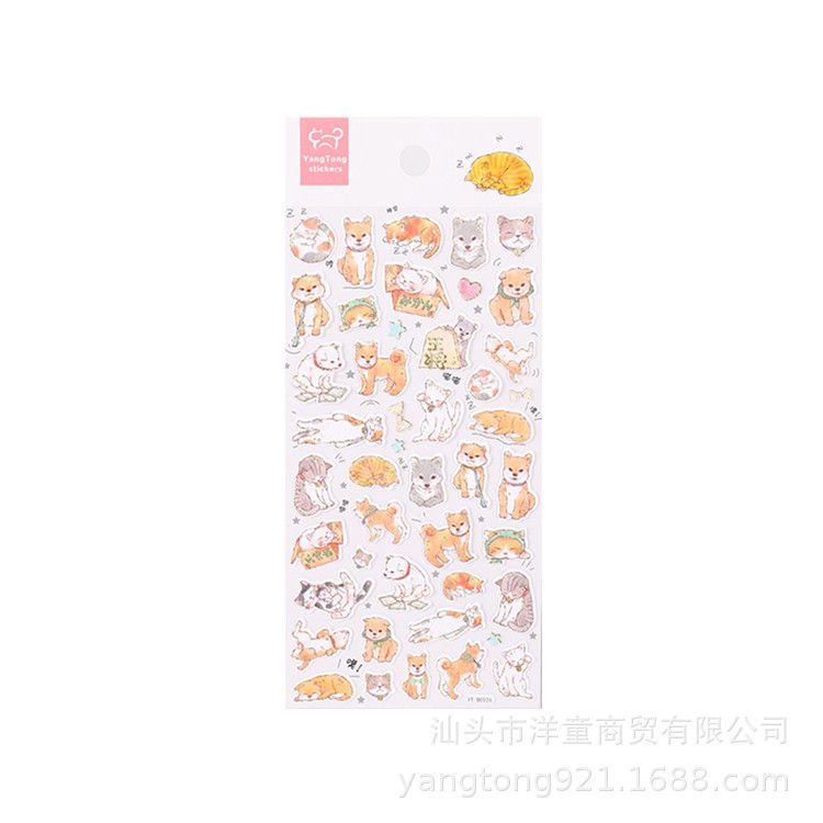 YT-BC cute pet fun cartoon hot gold flat hand ledger decoration diary luggage mobile phone stickers for children Application Scenario