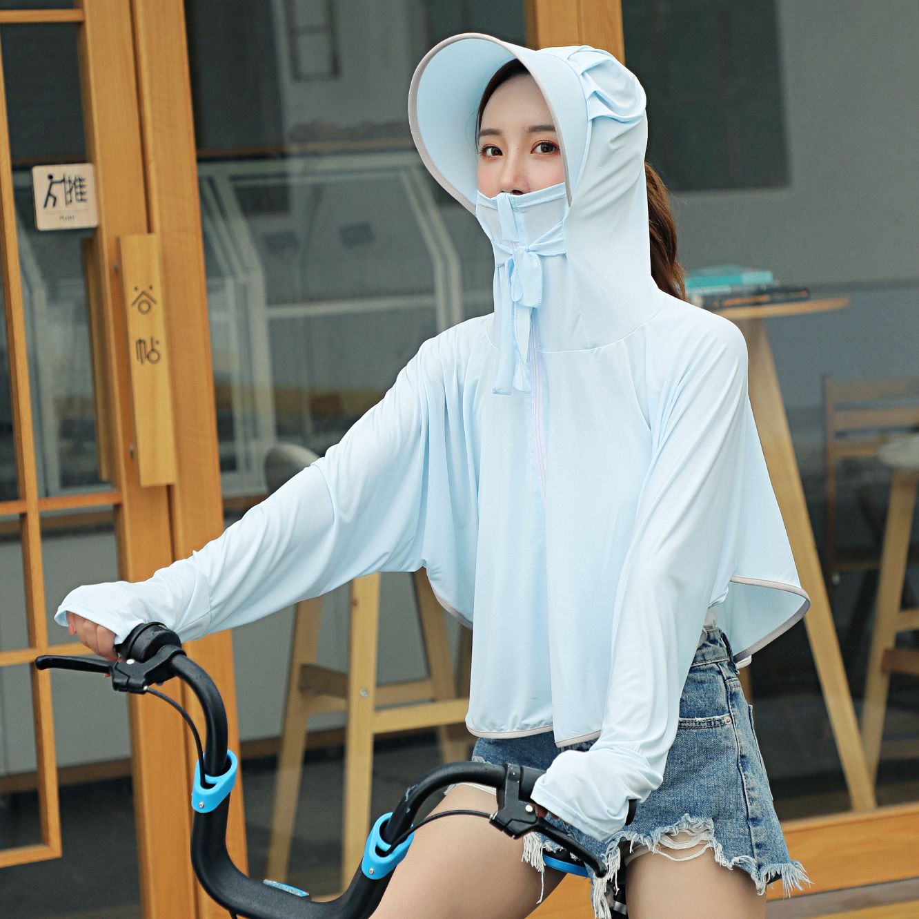 电动车防晒衣装备女遮阳罩骑车衫自行车披肩夏季电瓶摩托防紫外线