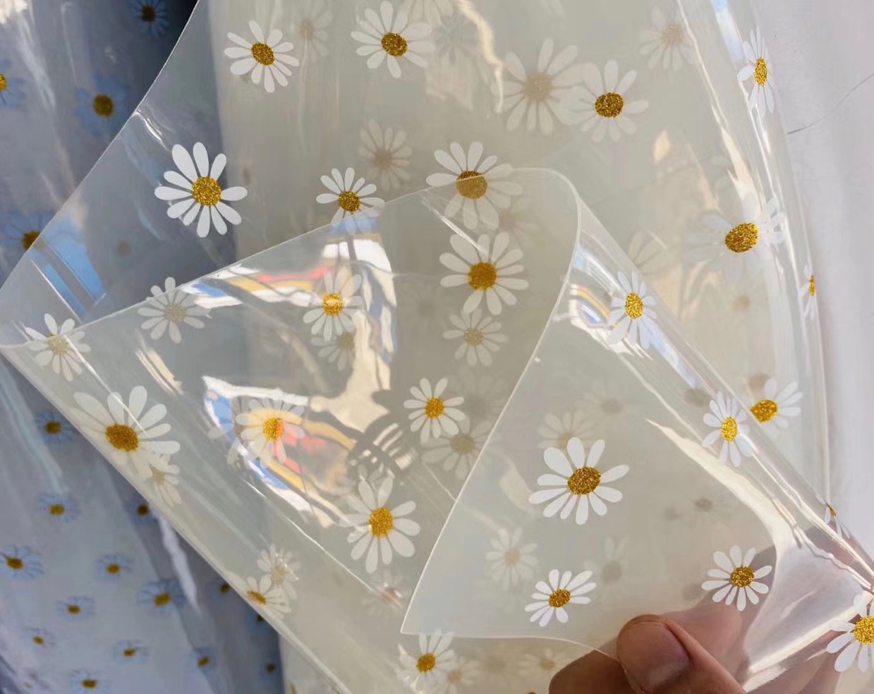 Supply TPU Daisy print film for cosmetic bags and coin purses details Picture
