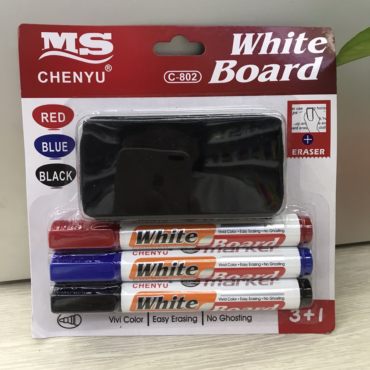 Whiteboard marker with eraser 3+1 set