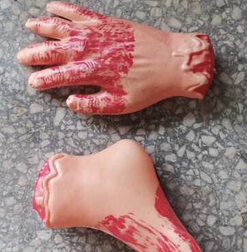 Halloween and Ghost Festival prank decorations for broken hands and feet