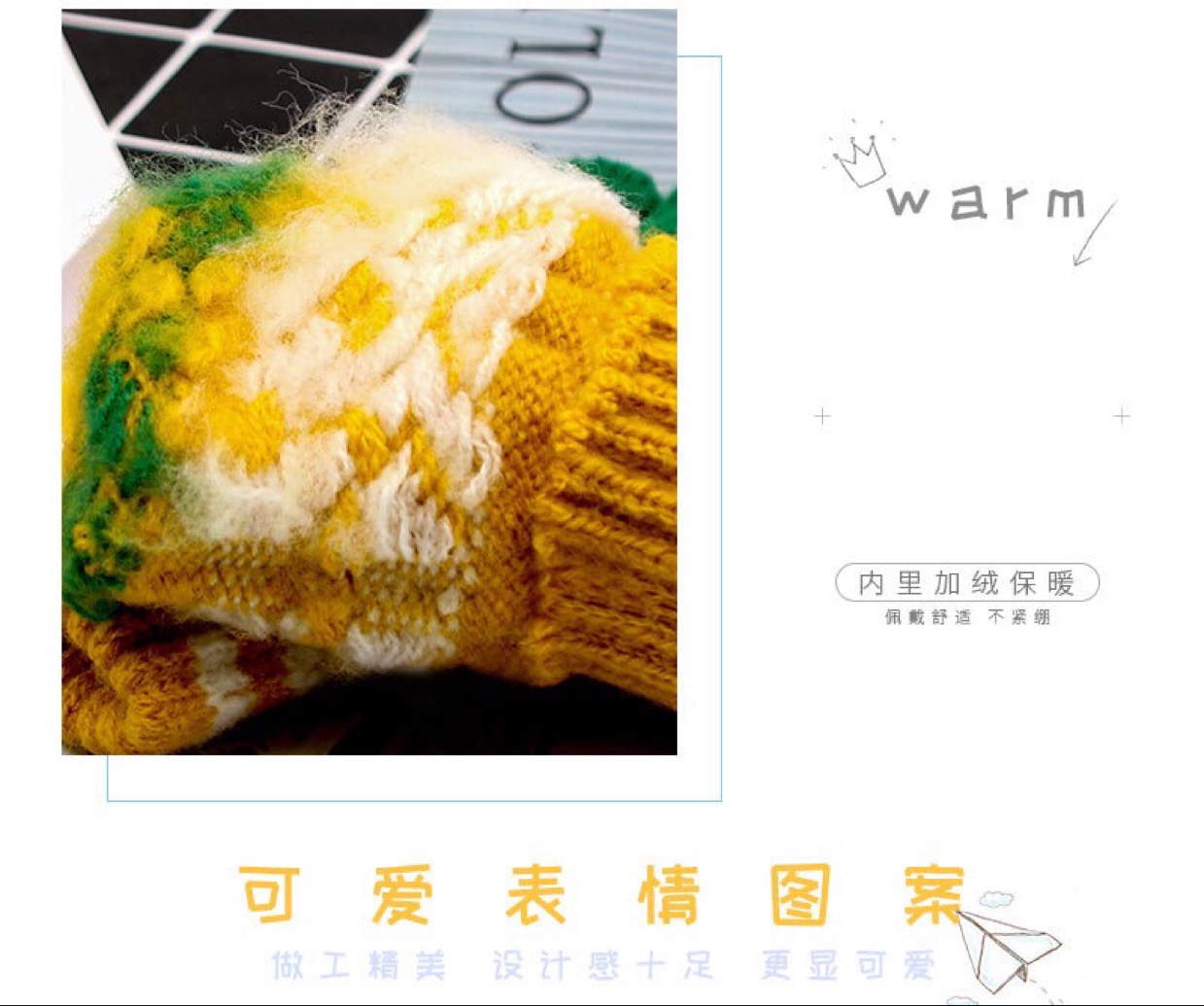 Korean cute woolen warm gloves for girls with fleece five-finger cycling knitted covers for students to keep warm in winter Application Scenario
