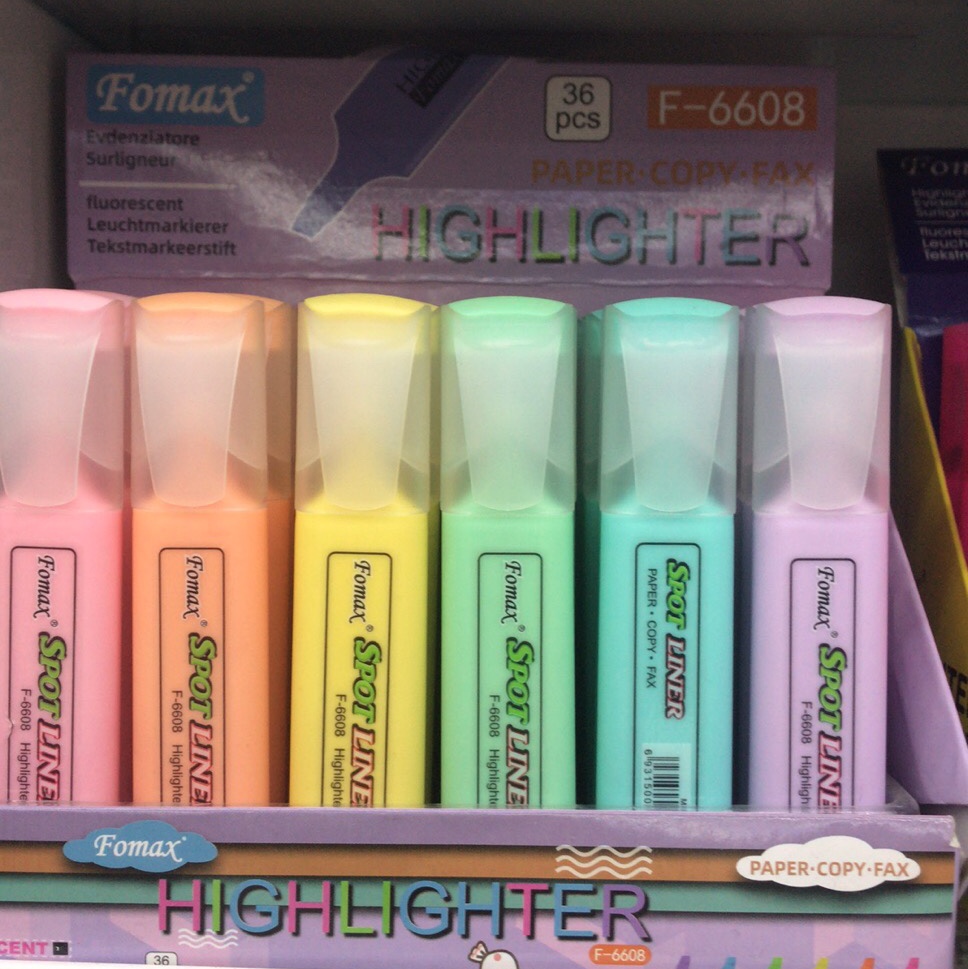 FOXMAX Macaron highlighter display box 36 units loaded with F-6608