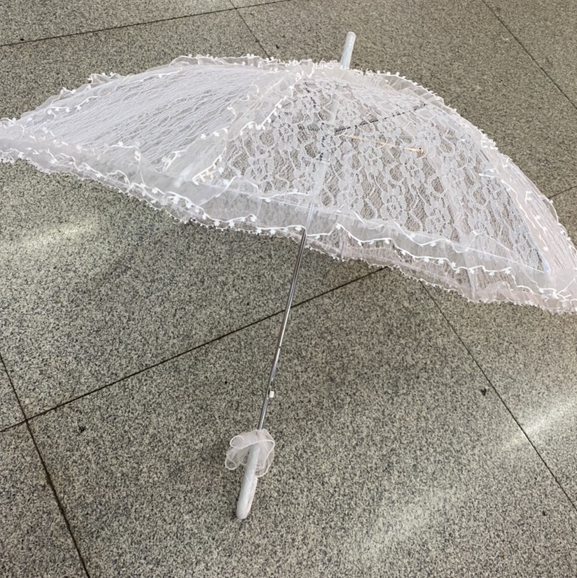 花边花纹花瓣单层蕾丝伞婚庆婚礼晚会礼服节日配伞道具颜色只有白色
