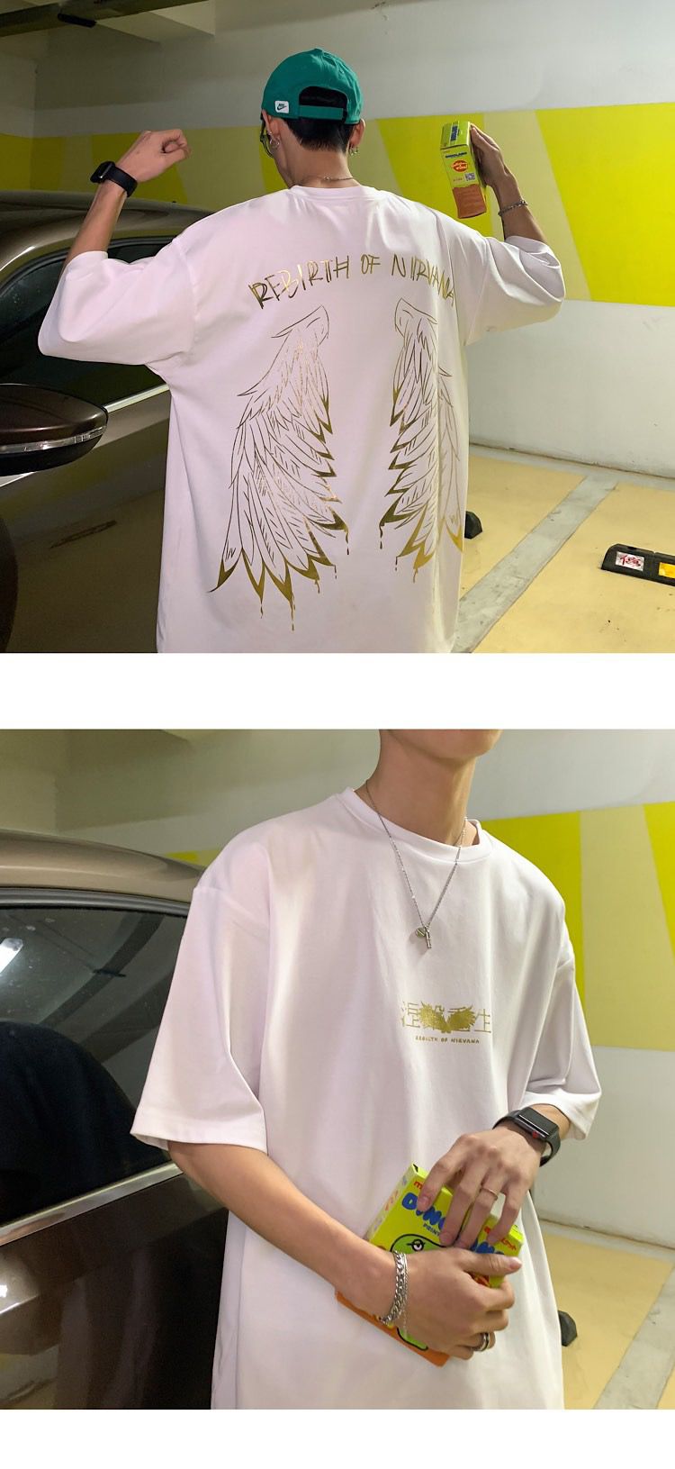 The main promotion is the summer couple's wear: Rebirth with seven-color gilded couple short-sleeved T-shirt H525 P45 for men detail image 15