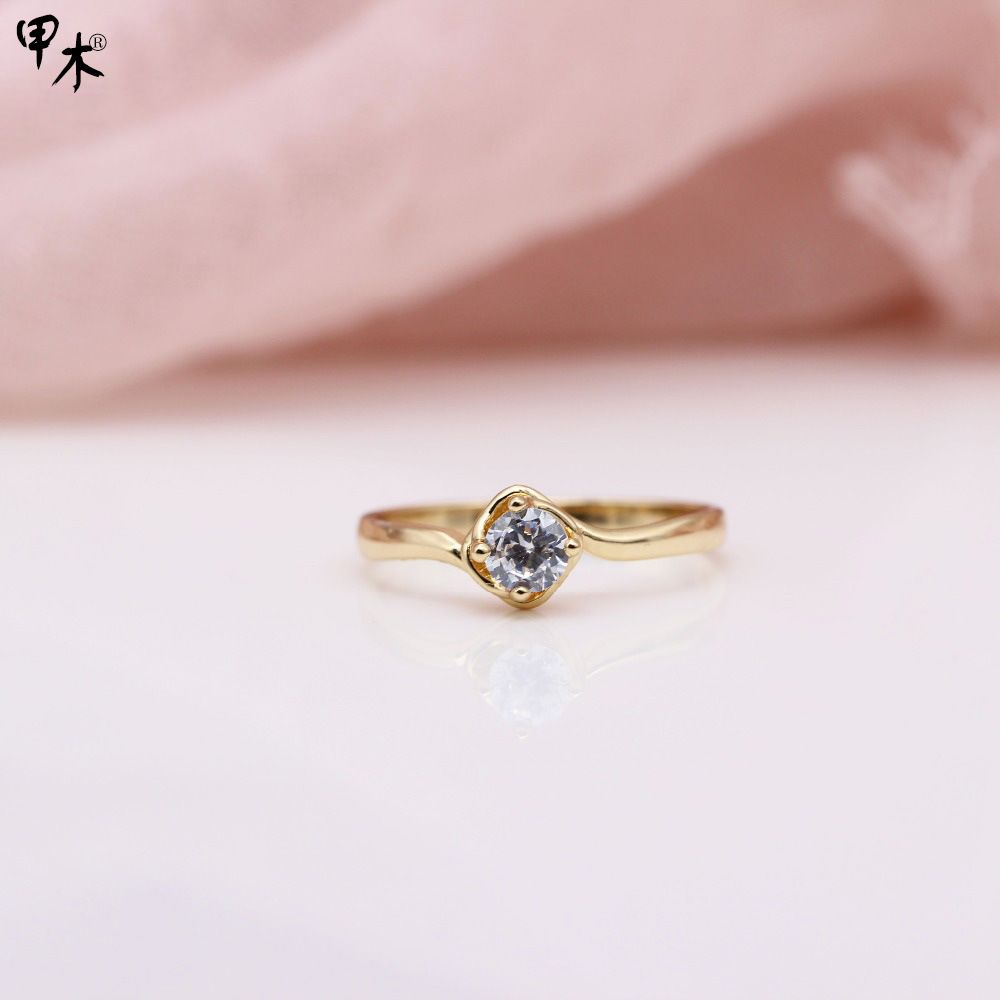 New exquisite and simple four-prong ring in rose gold and natural zircon, round, custom-made and wholesale from the manufacturer on Amazon wish