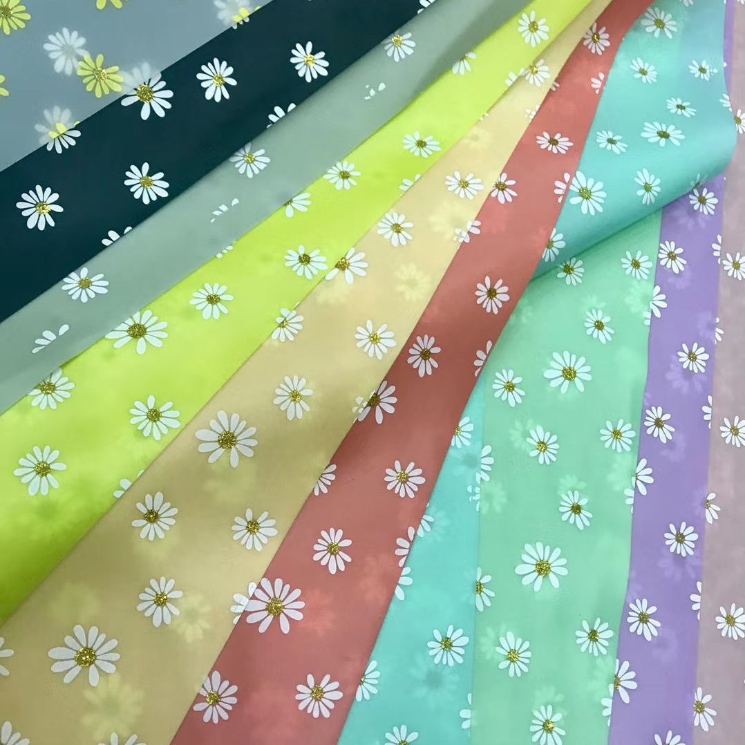 TPU Daisy print film cosmetic bag coin purse material film detail image 4