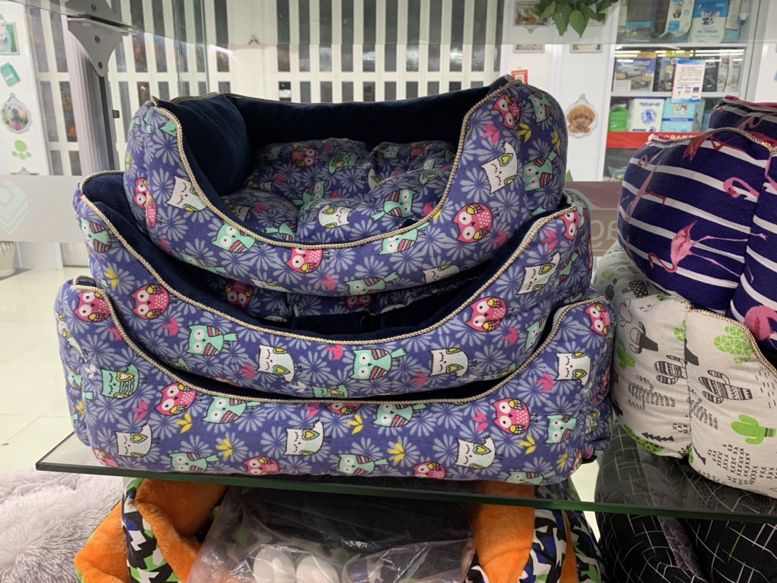 Colorful owl print pet bed
