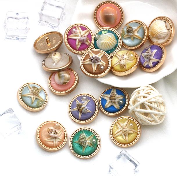 Metal buttons vintage French socialite small fragrance wind dress pearl square decorative coat coat button