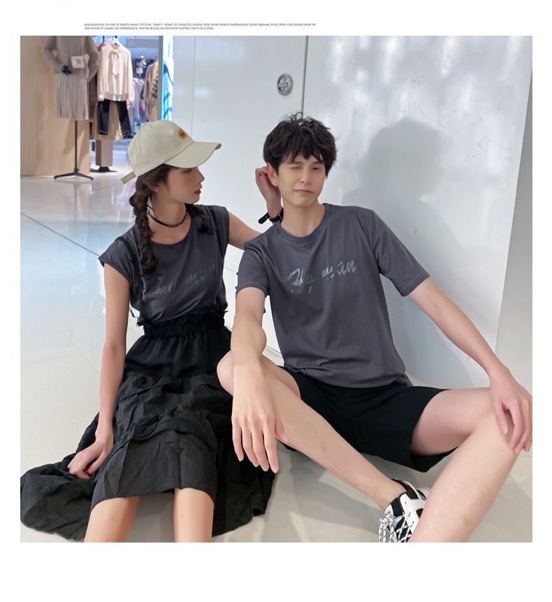 A6747 Women's set, P85 men's set, P75 summer short-sleeved new Korean style suits for both men and women detail image 12