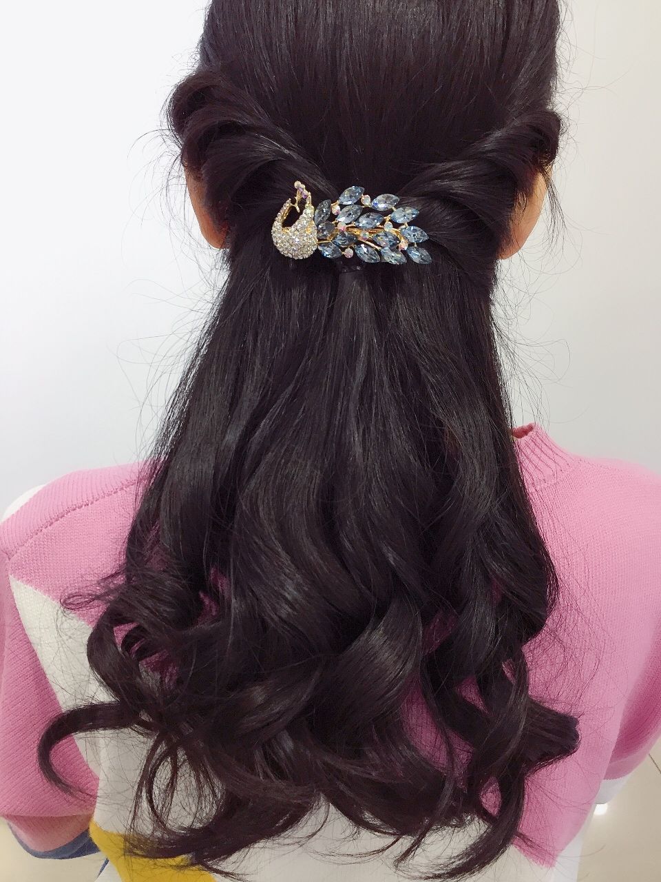 发夹子孔雀头饰时尚气质优雅成人发饰网红发卡顶夹半扎发合金饰品详情图12