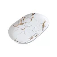 10 "Nordic style modern fashion marbled ceramic dessert plate salad plate western oval plate thumbnail