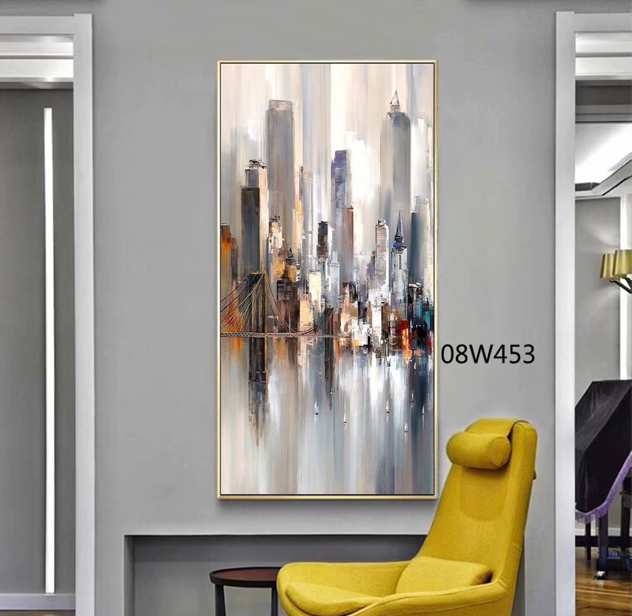 Abstract Oil Painting Hallway Hanging Painting City Building Oil Painting Living Room Hanging Painting