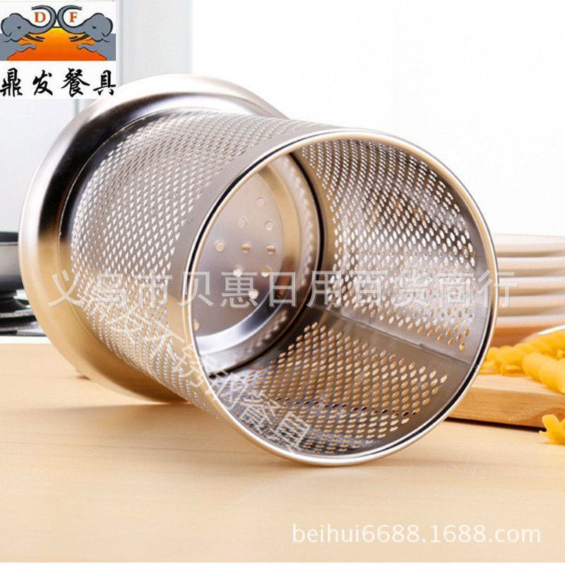 Fine-hole sanded chopstick holder non-magnetic stainless steel square double-compartment water draining multi-functional 筷笼 details Picture