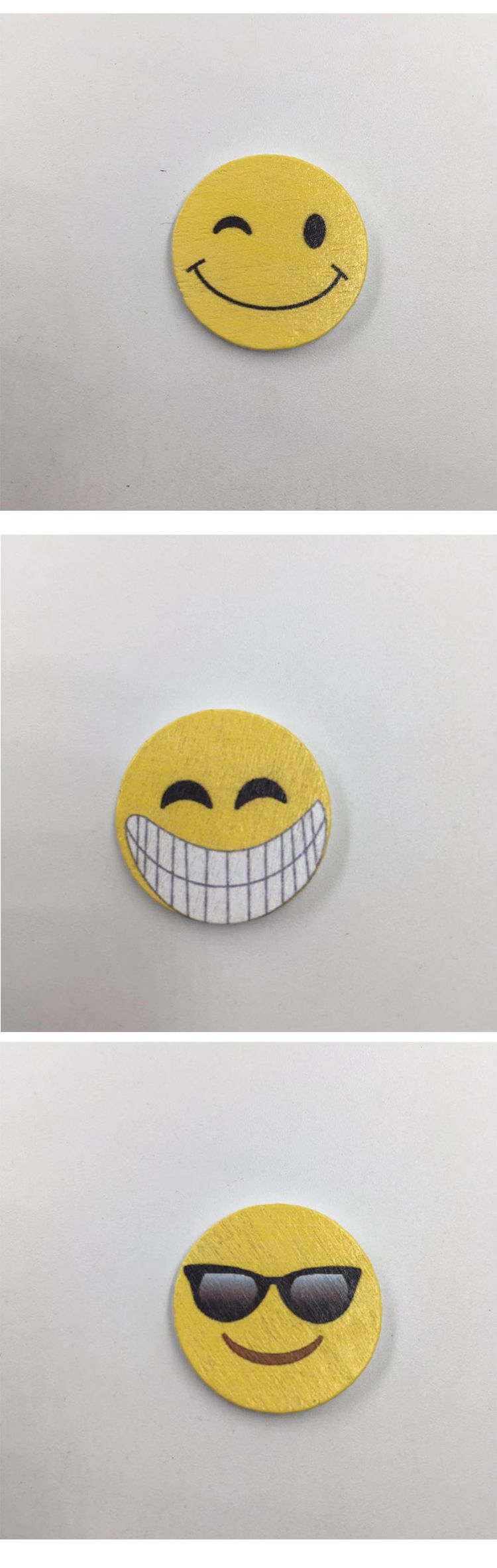 Cute emoji wooden pieces, cute cartoon wooden pendants, DIY painted cartoon wooden buttons detail image 3