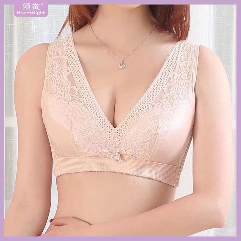 Summer large breathable thin large bust show small undershirt without underwire wide shoulder strap to gather up the auxiliary breast adjustment underwear thumbnail