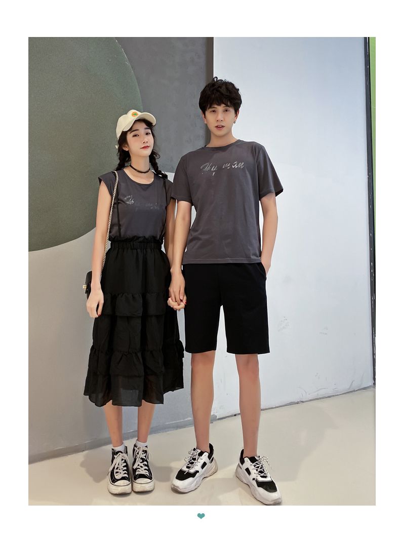 A6747 Women's set, P85 men's set, P75 summer short-sleeved new Korean style suits for both men and women detail image 4