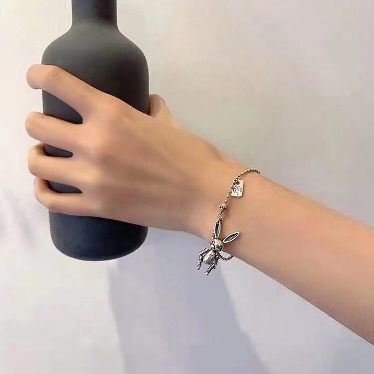 精致可爱韩版设计925纯银复古可爱兔子手链