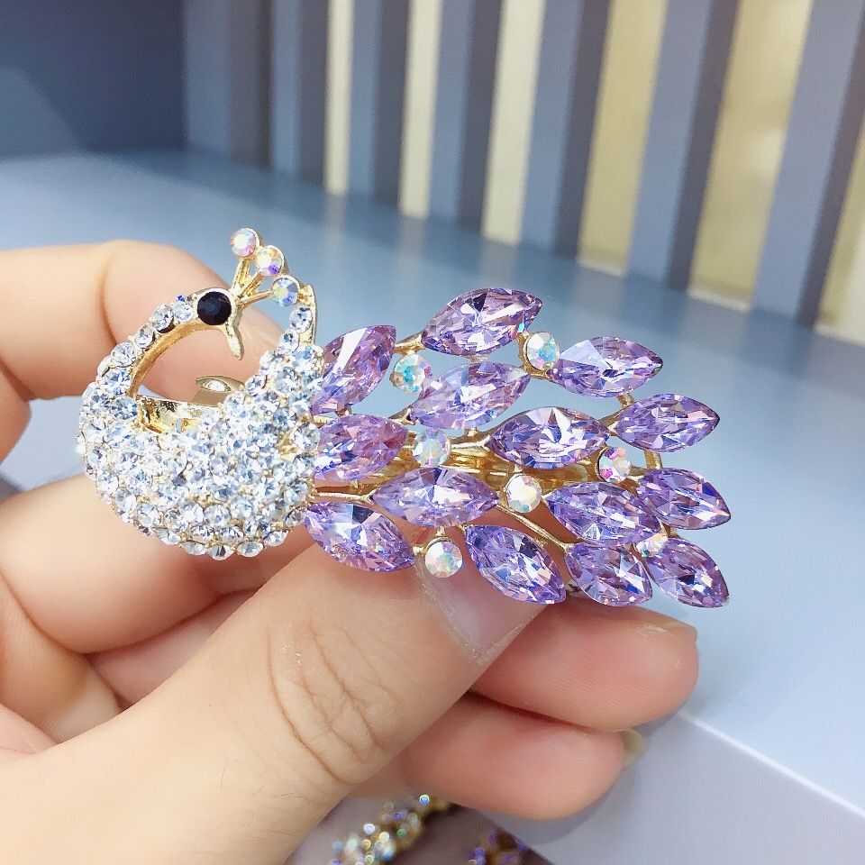 发夹子孔雀头饰时尚气质优雅成人发饰网红发卡顶夹半扎发合金饰品详情图9