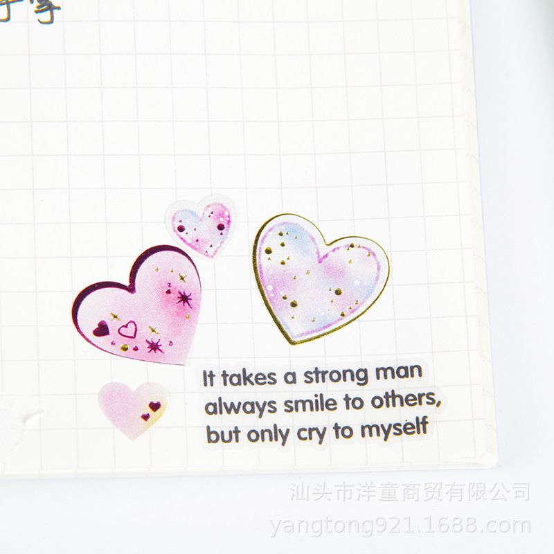 YTCK Korean watercolor diary decorative three-dimensional stickers children cartoon cute peach heart flat stickers wholesale Application Scenario