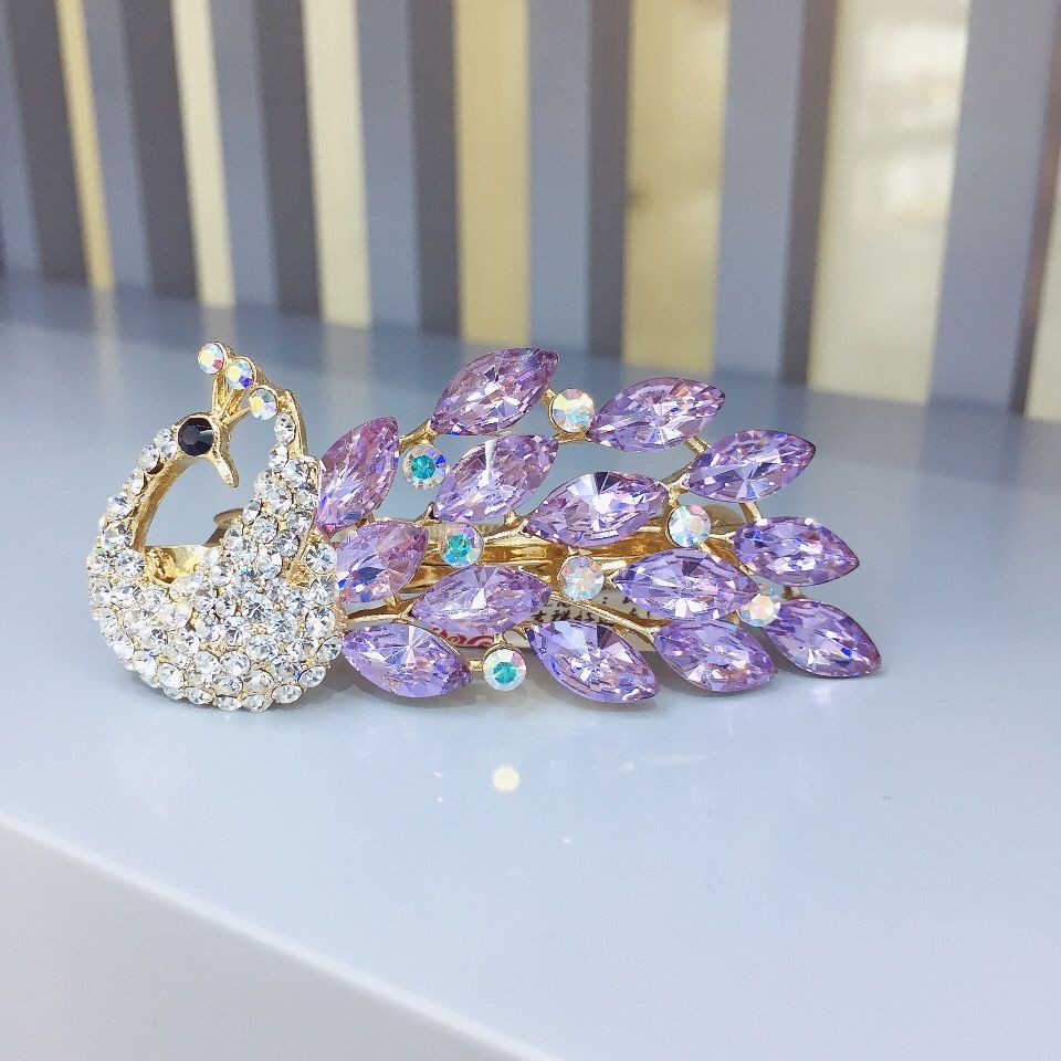 发夹子孔雀头饰时尚气质优雅成人发饰网红发卡顶夹半扎发合金饰品