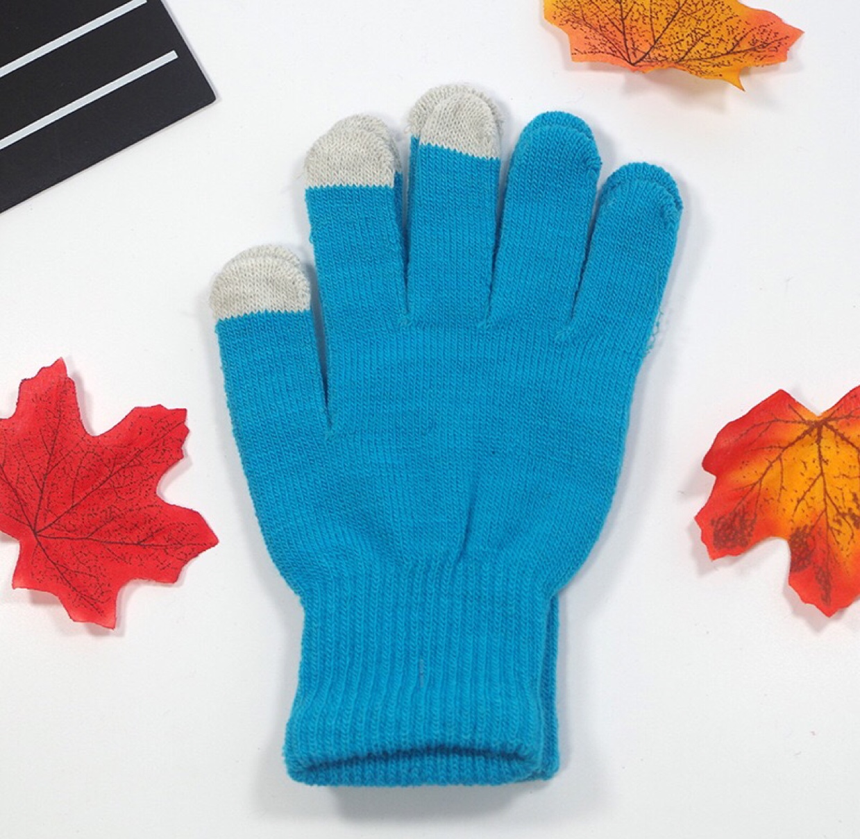 New monochrome knitted touch screen women's finger split-finger cold-proof and frost-proof fashionable and trendy winter warm mobile phone and cycling gloves undefined