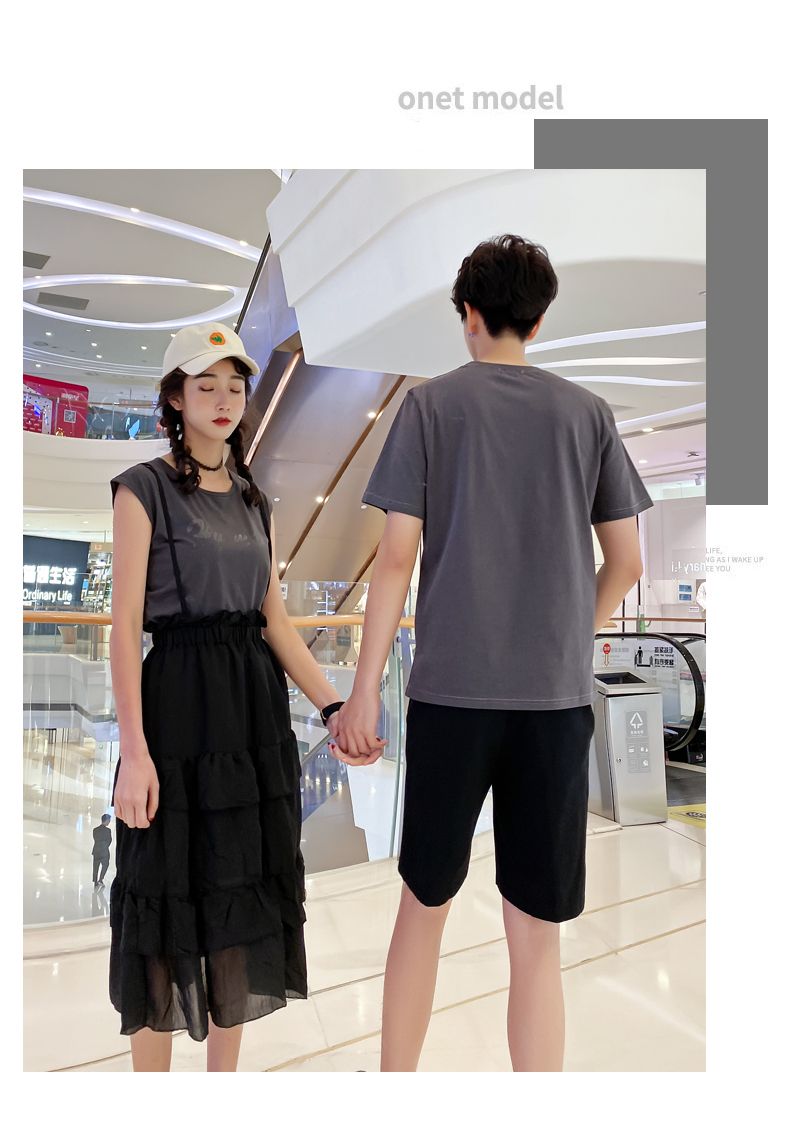 A6747 Women's set, P85 men's set, P75 summer short-sleeved new Korean style suits for both men and women detail image 3