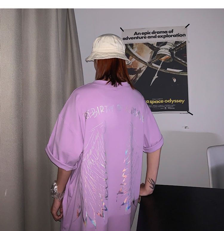 The main promotion is the summer couple's wear: Rebirth with seven-color gilded couple short-sleeved T-shirt H525 P45 for men detail image 9