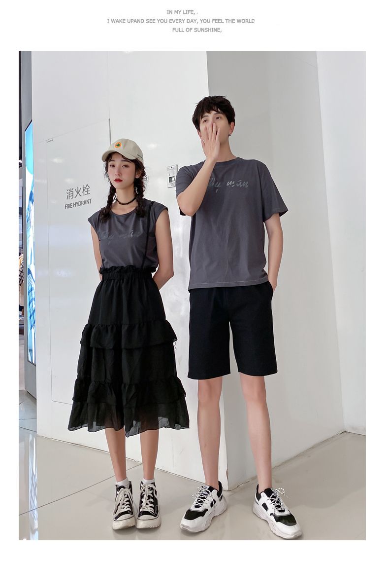 A6747 Women's set, P85 men's set, P75 summer short-sleeved new Korean style suits for both men and women detail image 8