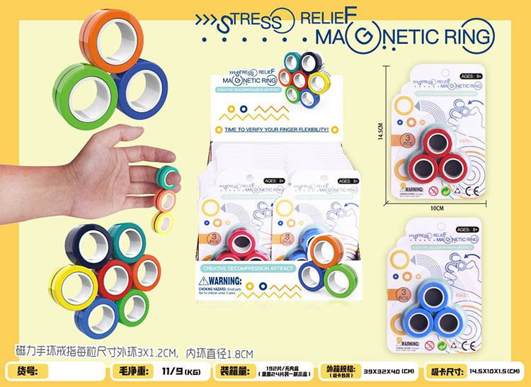 新品爆款跨境亚马逊减压神器磁力手环戒指解压玩具旋转指环磁铁详情图4